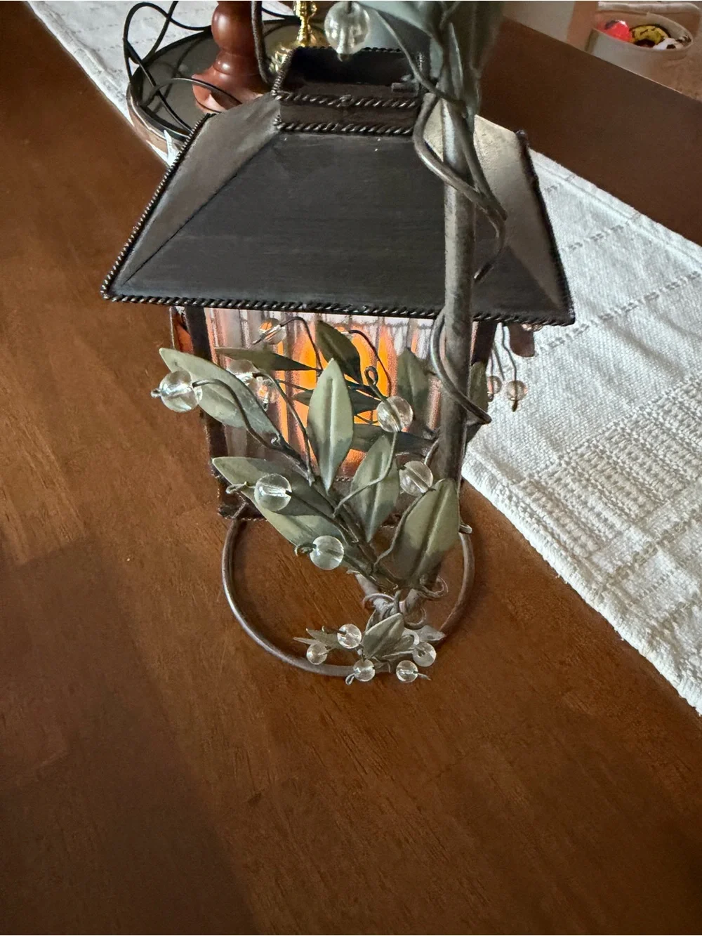 Vintage PartyLite Metal Ivy Leaf Candle Lantern